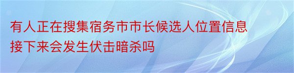 有人正在搜集宿务市市长候选人位置信息接下来会发生伏击暗杀吗