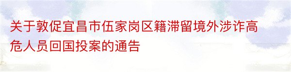 关于敦促宜昌市伍家岗区籍滞留境外涉诈高危人员回国投案的通告